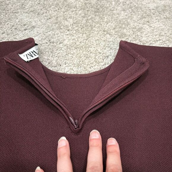 ZARA Brown Maroon Sweater Dress Size M - Picture 4 of 11